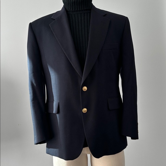 NWT AQUASCUTUM Size 42S Navy Wool Single Breasted Sport Coat Brass Buttons